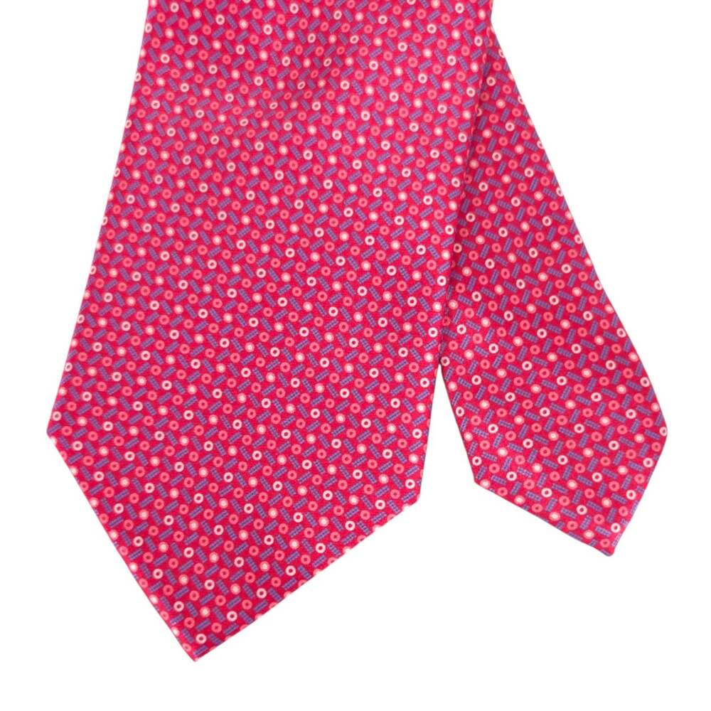 Brioni Geometric Micro Square Silk Tie Mens Pink $250